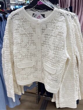 Primark Cream Crochet Textured Jacket